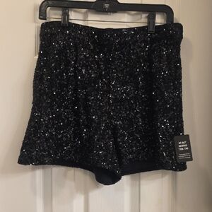 Express Black Sequin Shorts